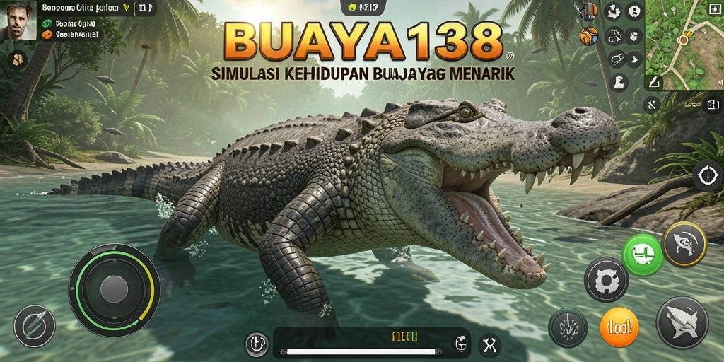 Screenshot menampilkan gameplay simulasi buaya yang realistis dan seru.