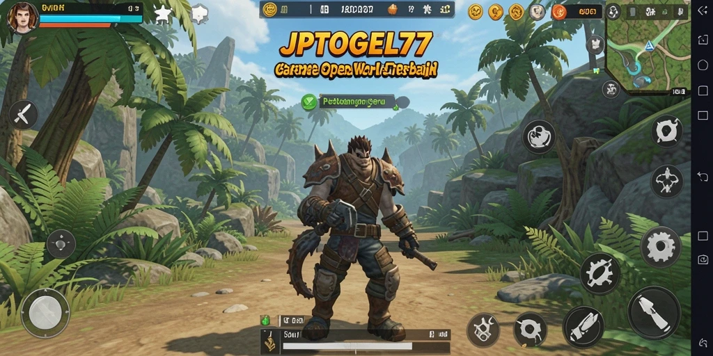Screenshot dari gameplay JPTOGEL77 yang menunjukkan eksplorasi dunia Open World.
