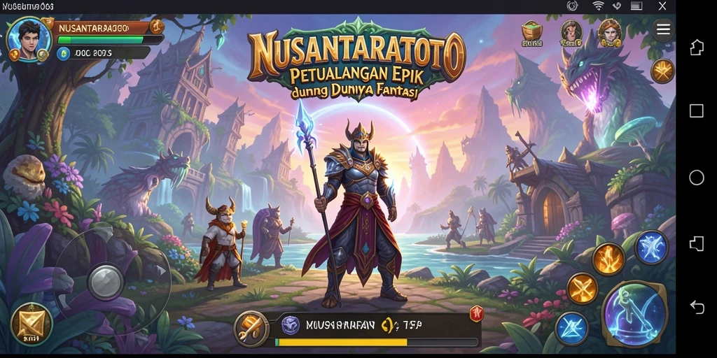 Screenshot gameplay NUSANTARATOTO menampilkan pertempuran epik dan karakter menarik.