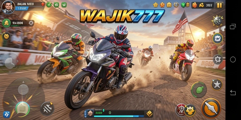 Tampilan gameplay balapan motor yang mendebarkan dan penuh aksi.